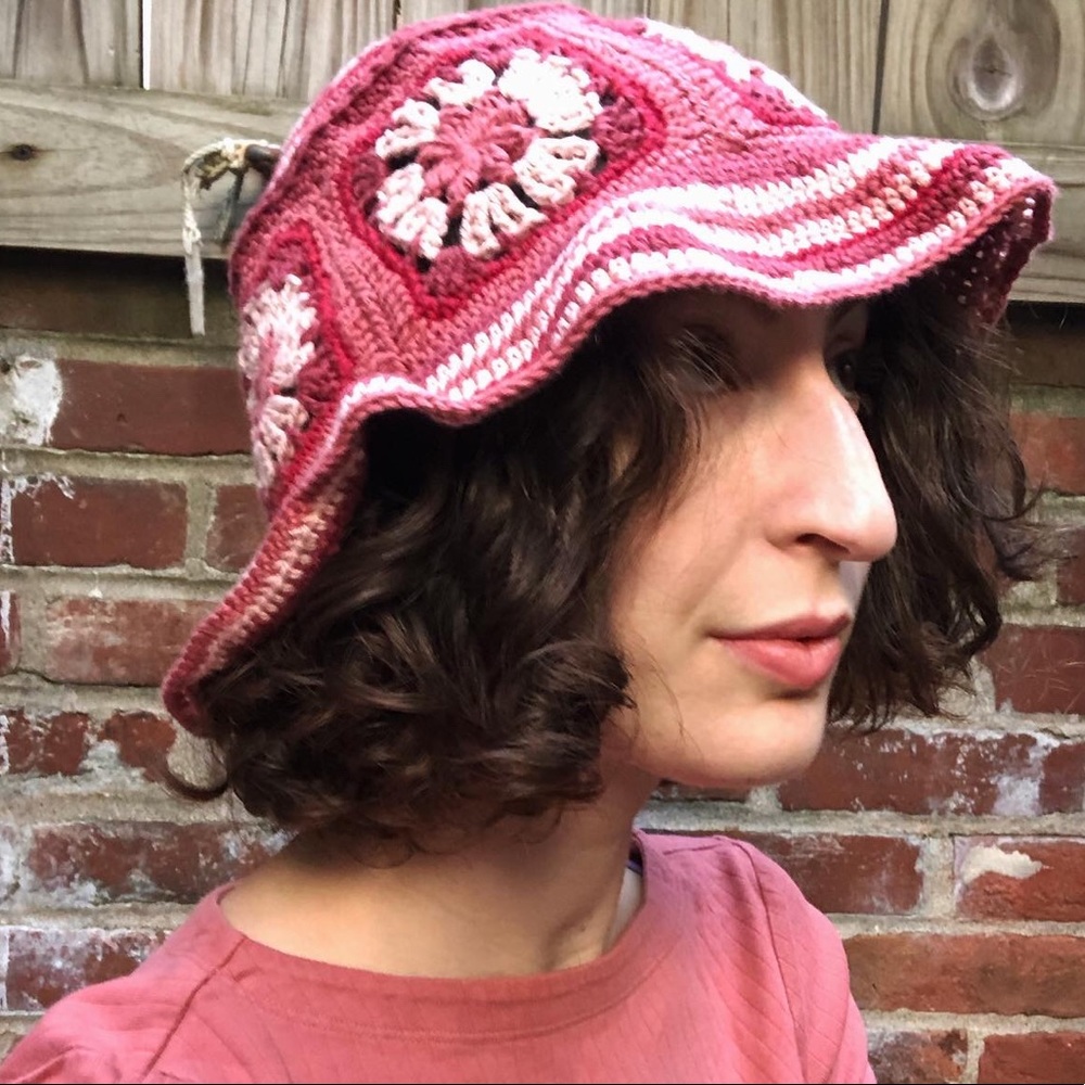 Crochet floral springtime bucket hat handmade